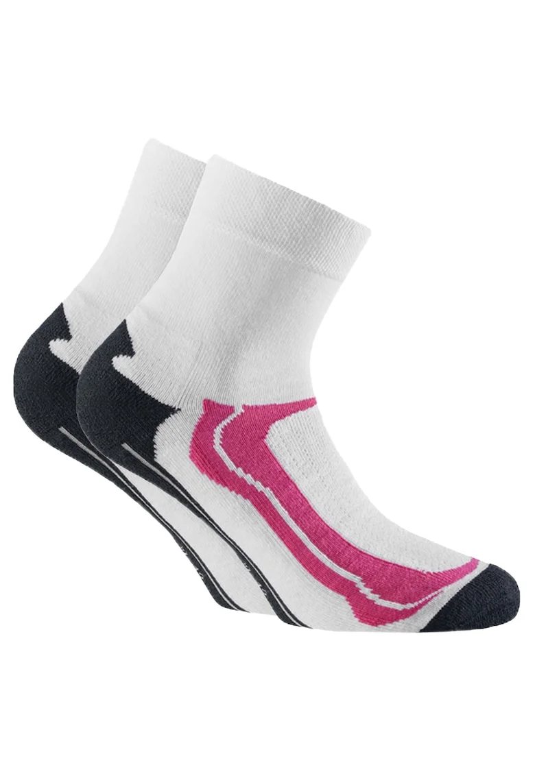 Set de sosete scurte unisex pentru antrenament - 2 perechi, Alb/Roz