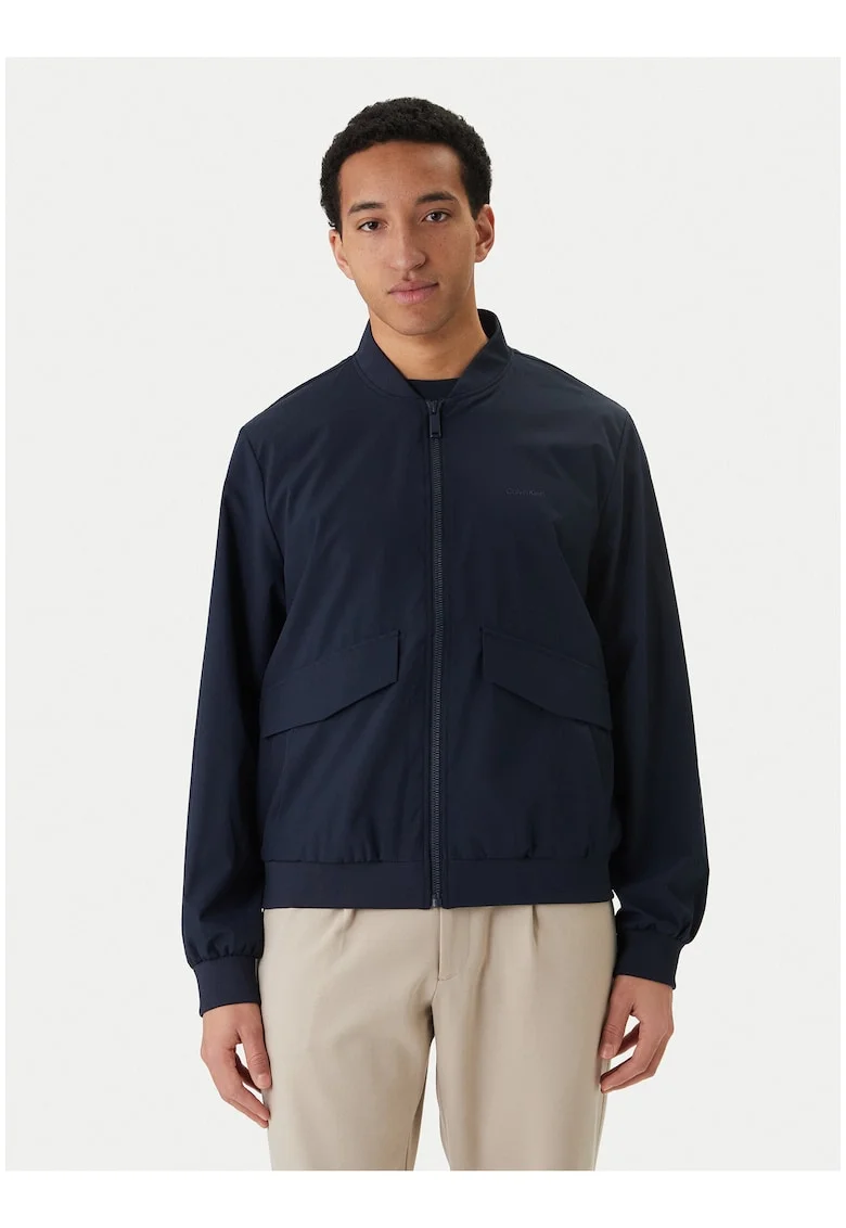 Jacheta bomber cu model uni si fermoar