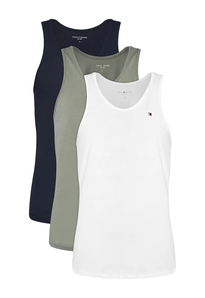 Set de topuri din bumbac cu logo discret - 3 piese