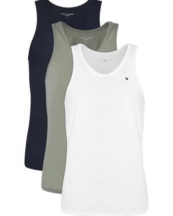 Set de topuri din bumbac cu logo discret - 3 piese