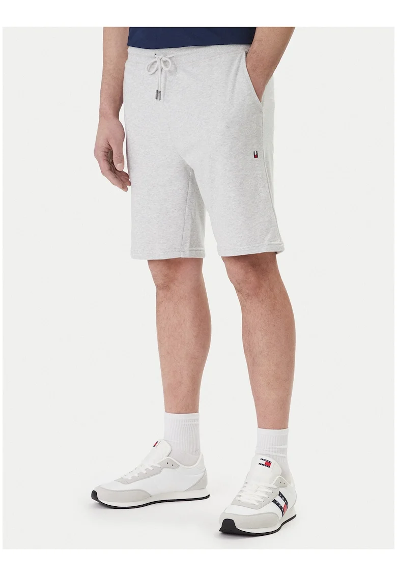 Pantaloni scurti de trening din amestec de bumbac cu talie elastica, snur si buzunare