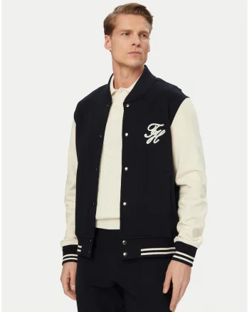 Jacheta bomber scurta in doua culori, cu logo
