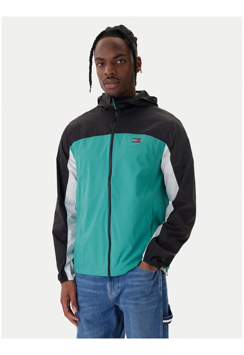 Jacheta colorblock cu gluga