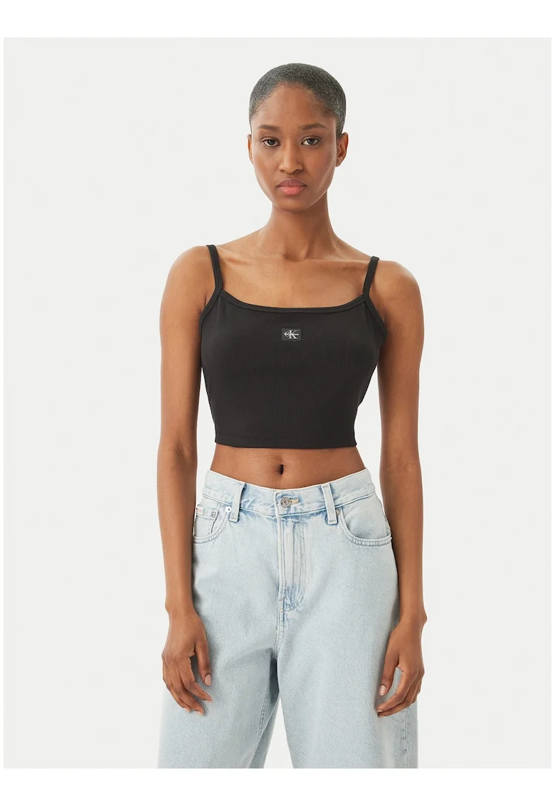 Top crop cu bretele inguste