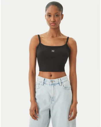 Top crop cu bretele inguste