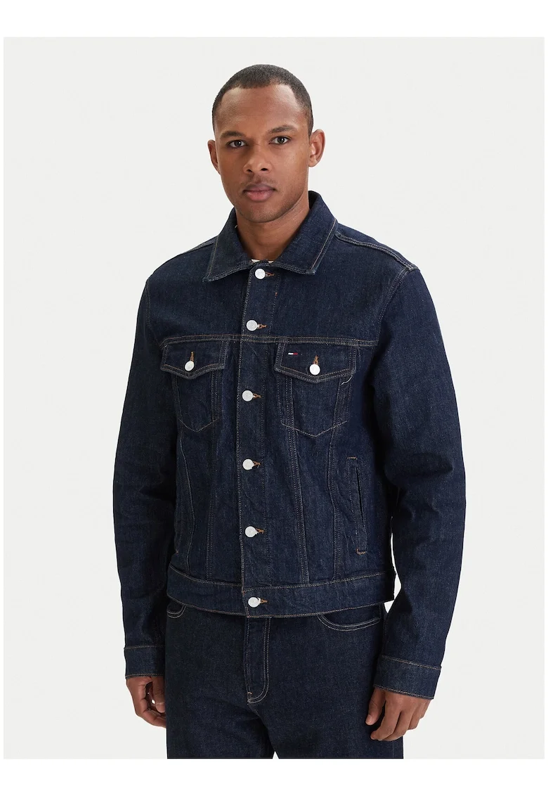Jacheta din denim cu guler clasic