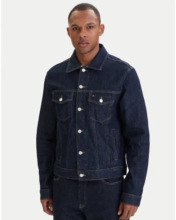 Jacheta din denim cu guler clasic