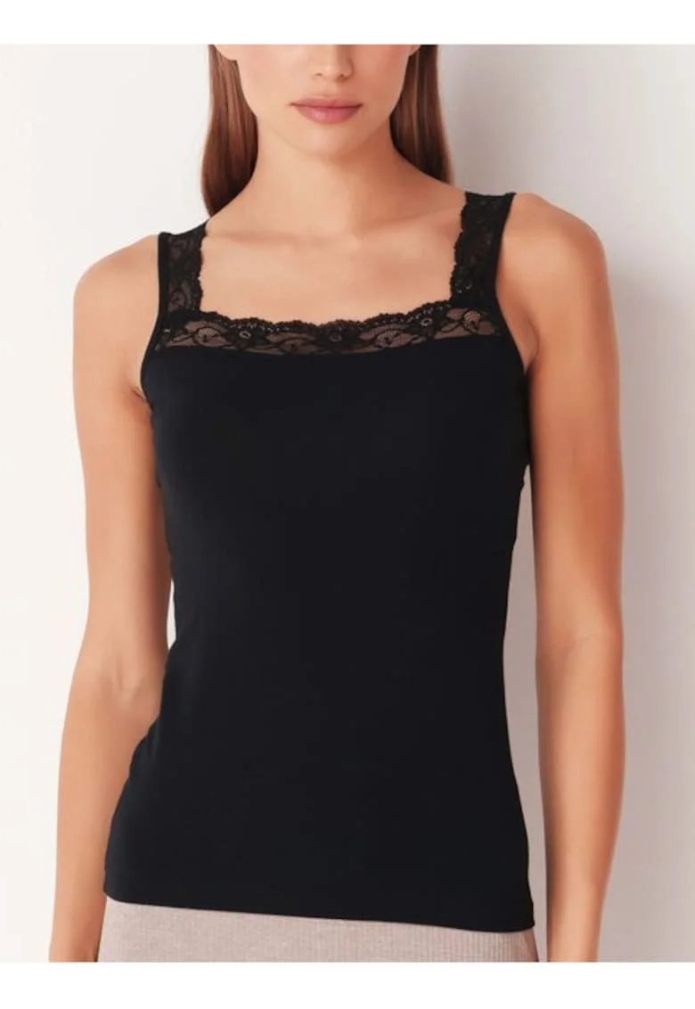 Maiou bumbac dama cu dantela  GD138 0001, Negru