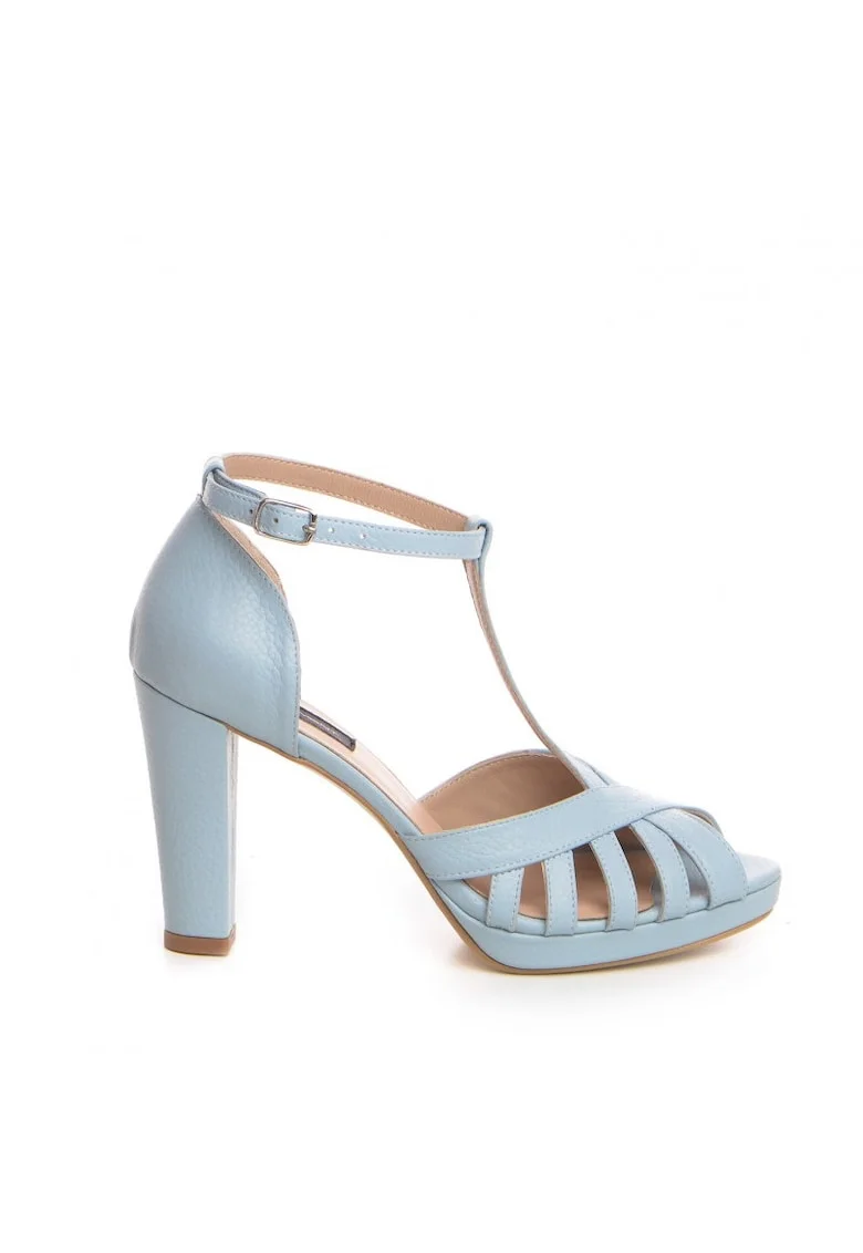 Sandale cu platforma piele naturala Bleu Rendez Vous