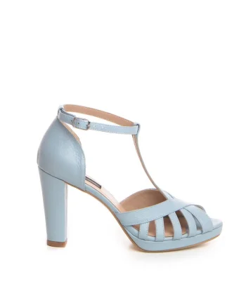 Sandale cu platforma piele naturala Bleu Rendez Vous