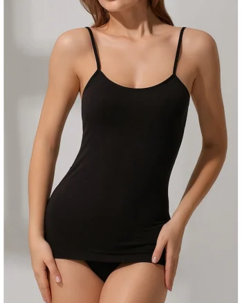 Top slim fit din amestec de modal, Negru