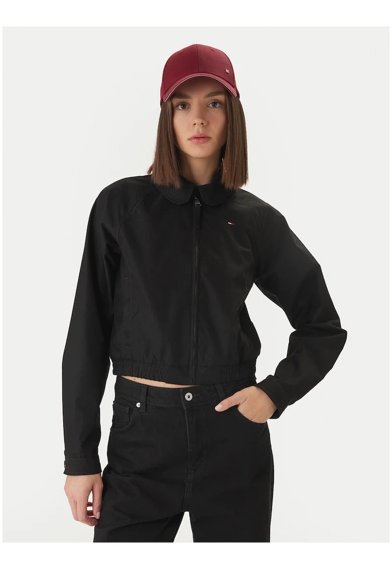 Jacheta crop cu fermoar,