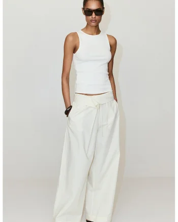 Top slim-fit cu model uni, Alb