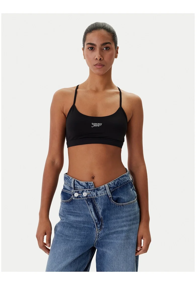 Top crop cu imprimeu logo,