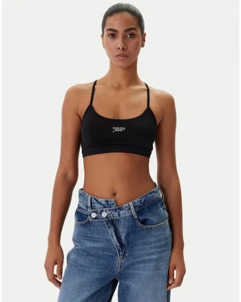 Top crop cu imprimeu logo,