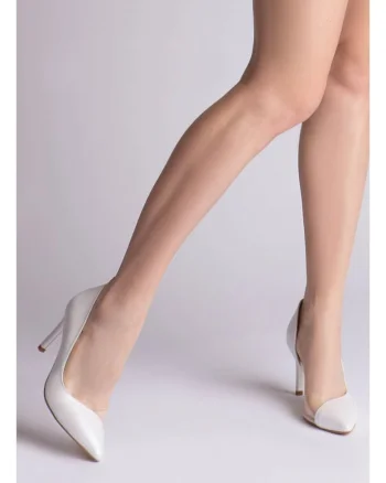 Pantofi stiletto piele naturala Alb Leila, Marimea