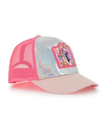 Sapca trucker cu logo, Roz/Argintiu