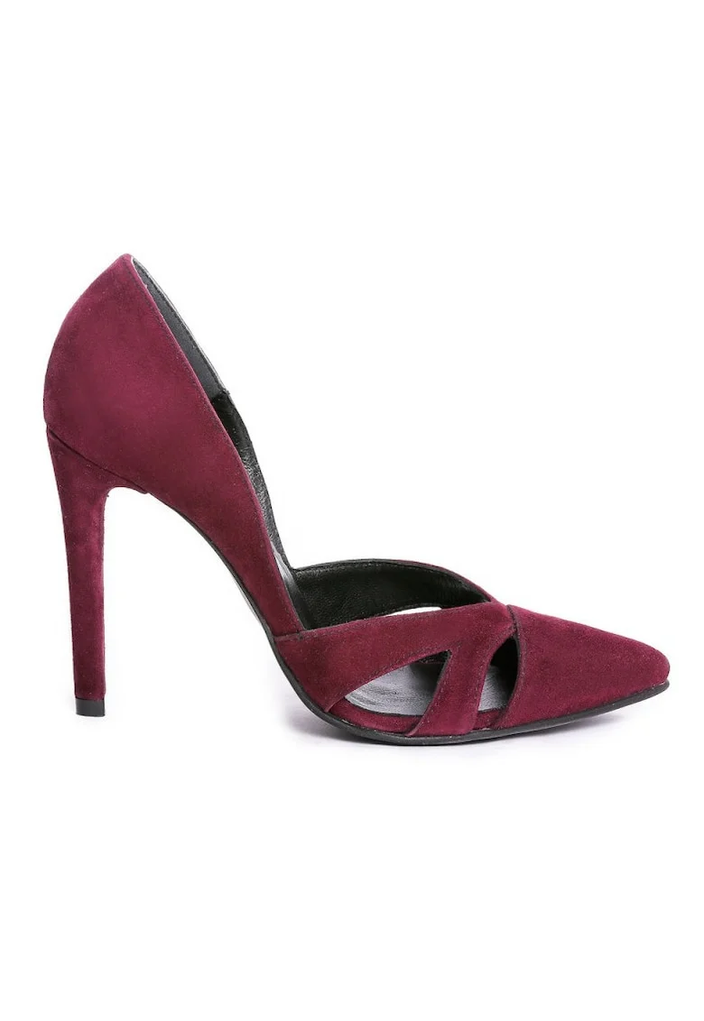 Pantofi stiletto piele naturala Marsala Cut Out