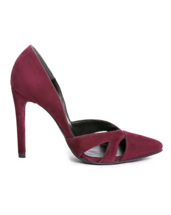 Pantofi stiletto piele naturala Marsala Cut Out