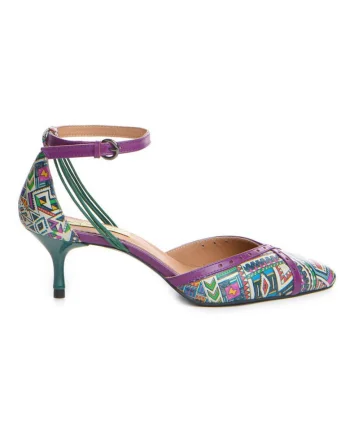 Pantofi Stiletto Piele Naturala Mov Aztec Rihanna