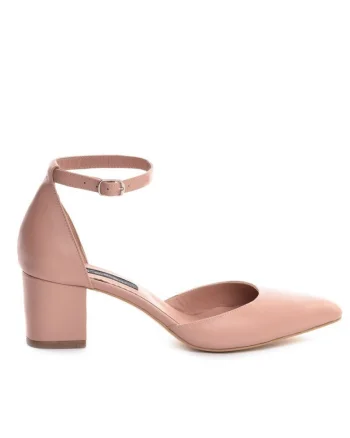 Pantofi cu toc gros piele Nude SOMON Fancy Flats