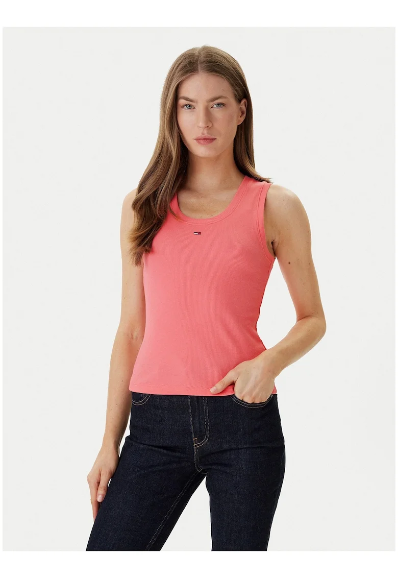 Top slim fit din amestec de bumbac