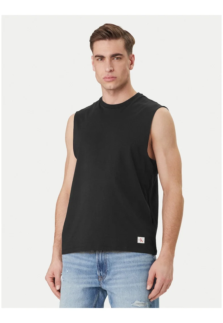 Top slim fit din bumbac,