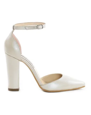 Pantofi mireasa piele naturala Ivoire Urban Block Pumps