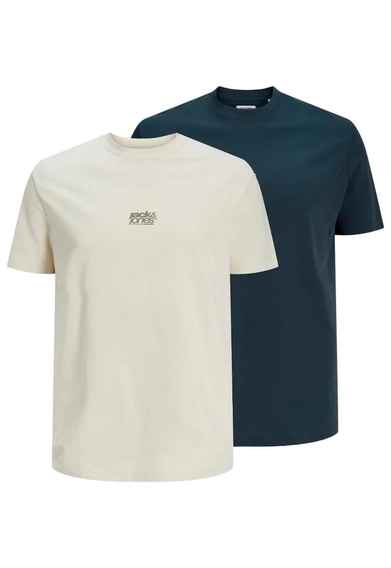 Tricou JACK &JONES Breeze Back Print 2Pk PLS 62268, Bej/Albastru