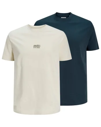 Tricou JACK &JONES Breeze Back Print 2Pk PLS 62268, Bej/Albastru
