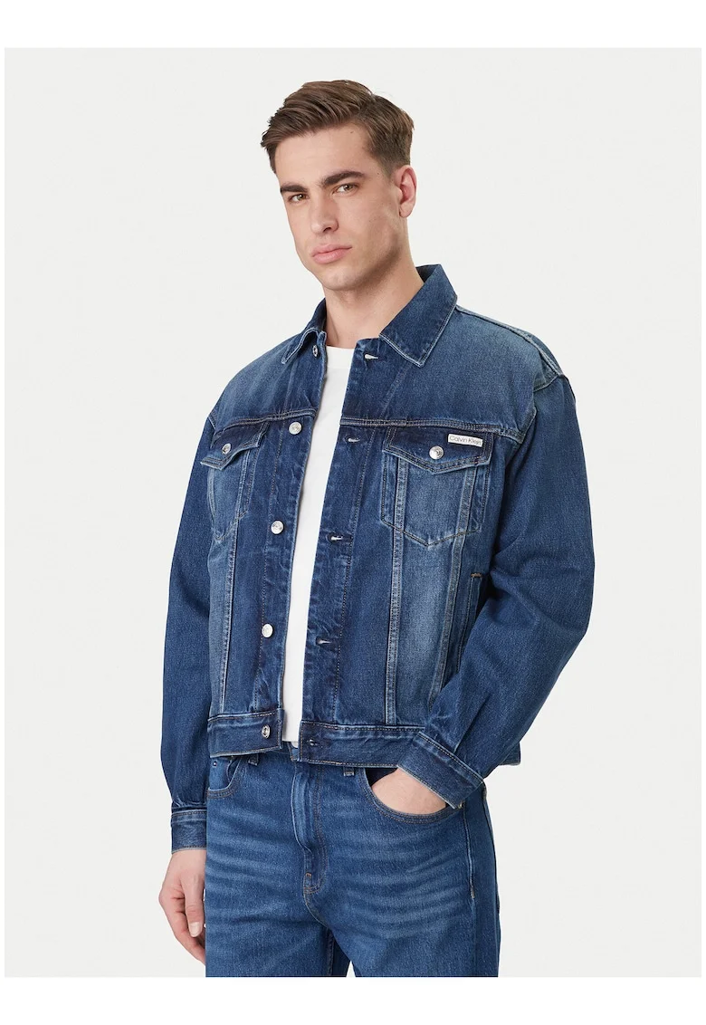 Jacheta din denim cu multiple buzunare