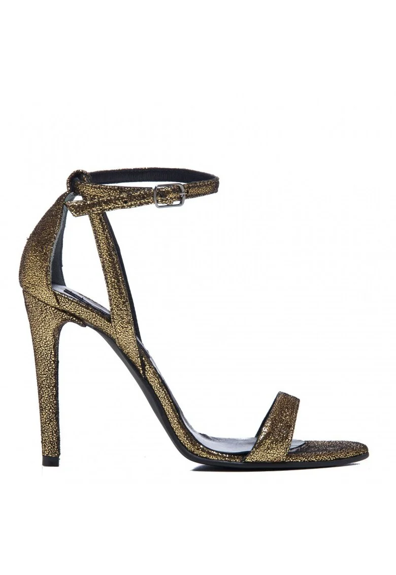 Sandale dama piele naturala Simple Gold Sparkle