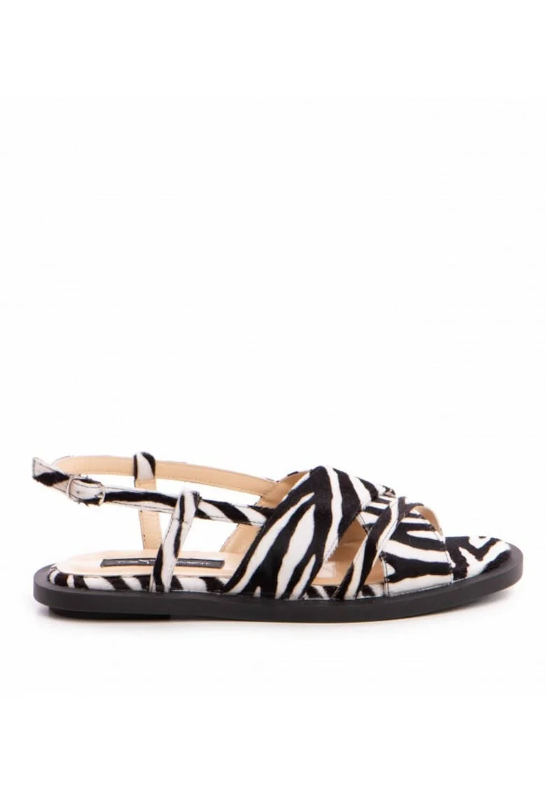 Sandale dama piele fara toc Negru Amalfi