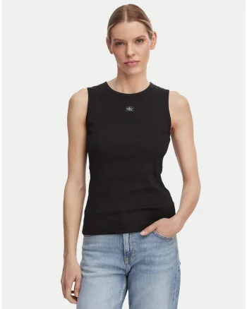 Top uni din amestec de bumbac, Negru