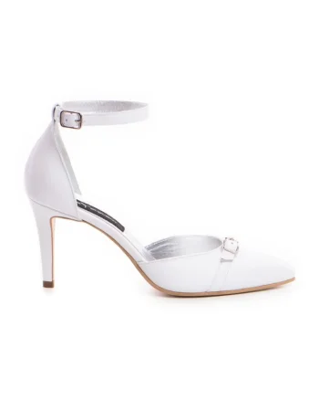 Pantofi stiletto piele naturala Alb Fiore