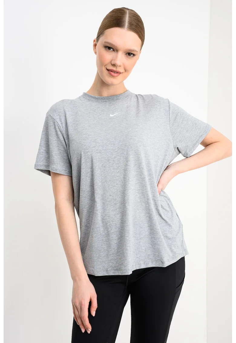 Tricou relaxed-fit pentru fitness One, Alb/Gri melange
