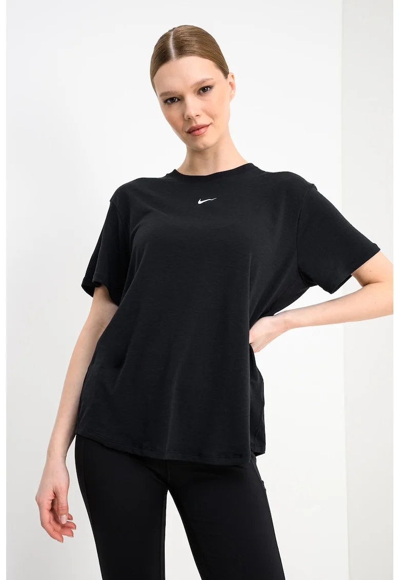 Tricou relaxed-fit pentru fitness One, Alb/Negru