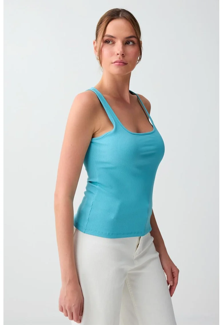 Top striat slim fit, Albastru pastel