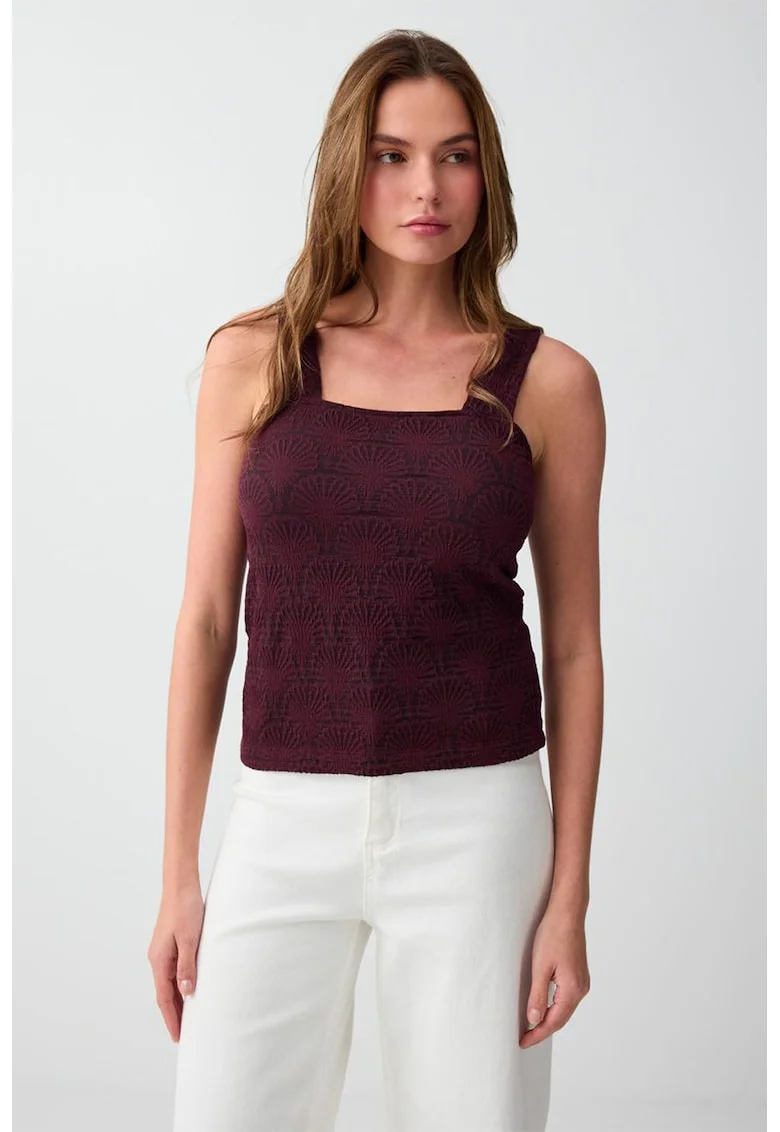 Top slim fit cu bretele late, Rosu inchis