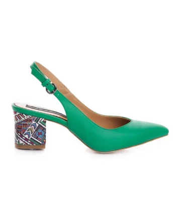 Pantofi cu toc gros piele Verde Kate