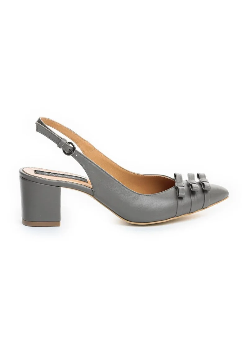 Pantofi Stiletto Piele Naturala Gri Kate