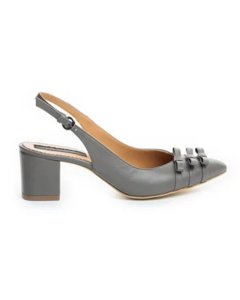 Pantofi Stiletto Piele Naturala Gri Kate