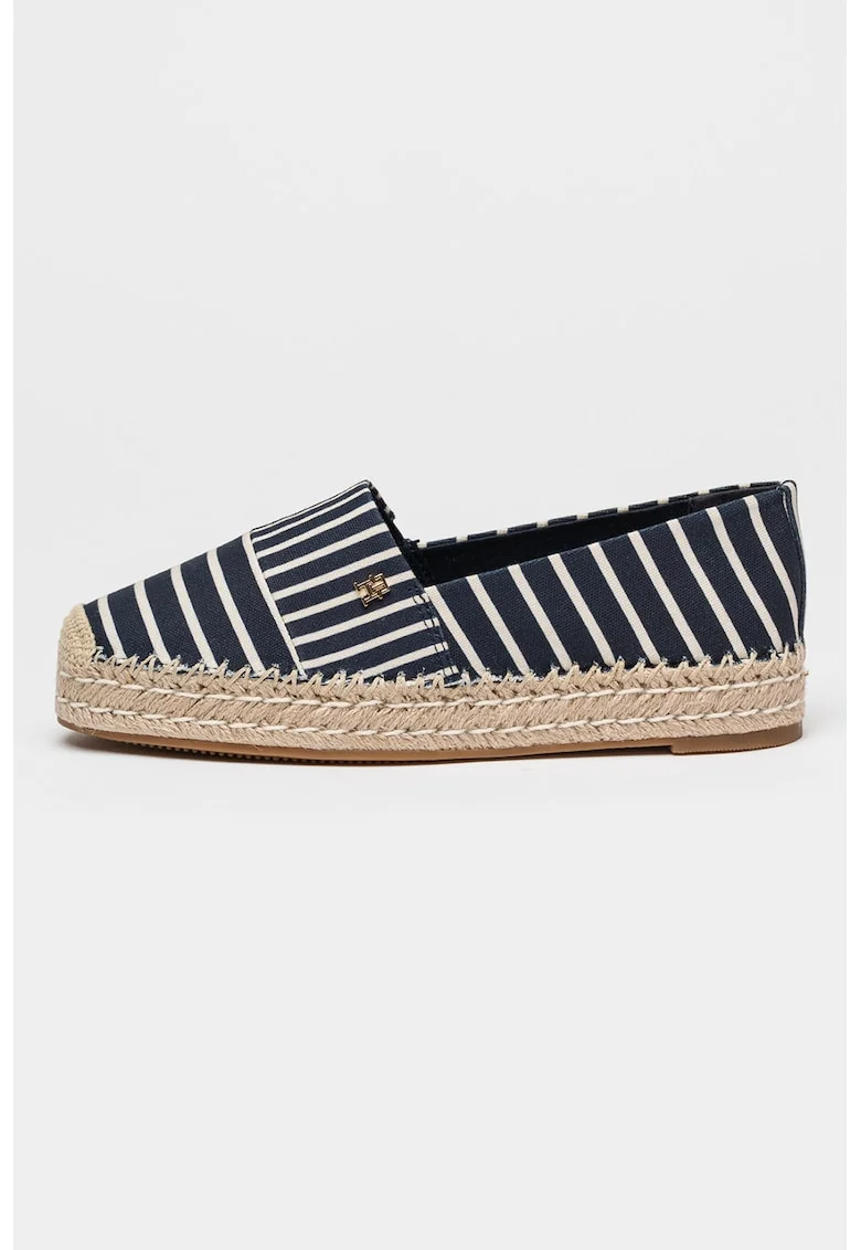 Espadrile cu dungi, Bej/Bleumarin