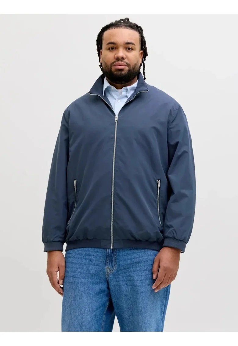 Plus Jacheta bomber, barbati big sizes, Albastru inchis