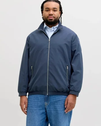 Plus Jacheta bomber, barbati big sizes, Albastru inchis