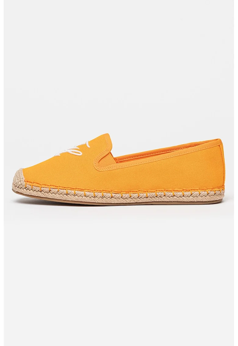 Espadrile canvas cu aplicatie logo, Portocaliu mandarina