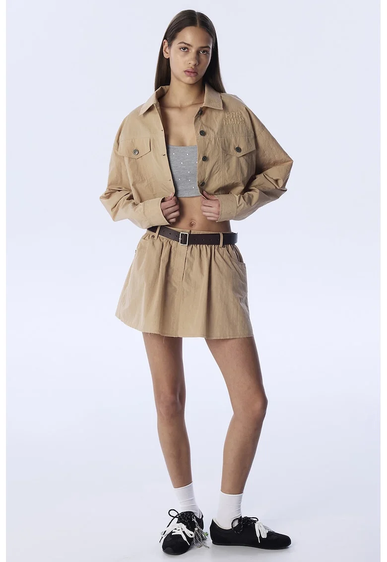 Jacheta crop cu maneci cazute, Maro camel