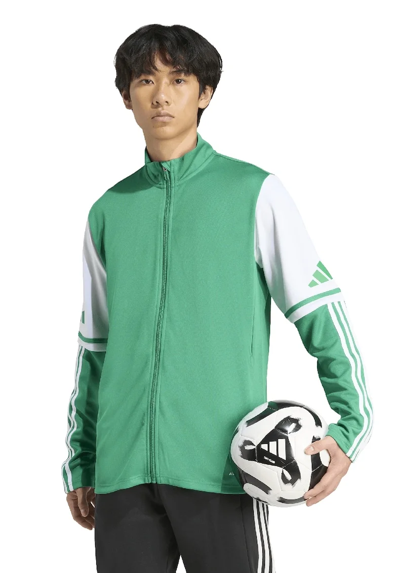 Bluza de trenimng cu fermoar, pentru fotbal, Alb/Verde