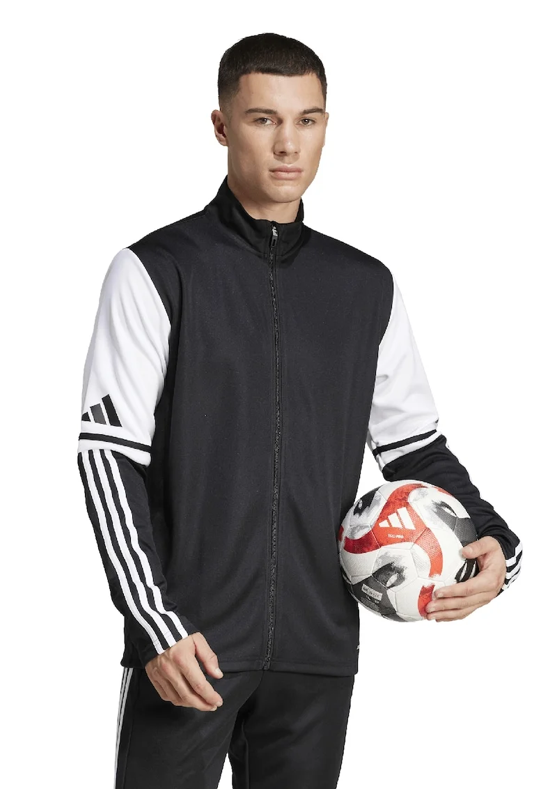 Bluza de trenimng cu fermoar, pentru fotbal, Alb/Negru