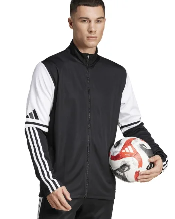 Bluza de trenimng cu fermoar, pentru fotbal, Alb/Negru
